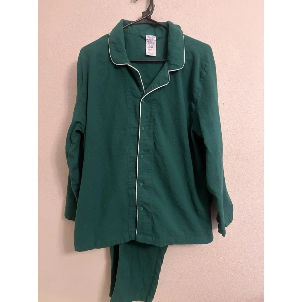 Fruit of the Loom Mens Flannel Pajama Set Hunter Green XL Sleepwear 2-Piece New